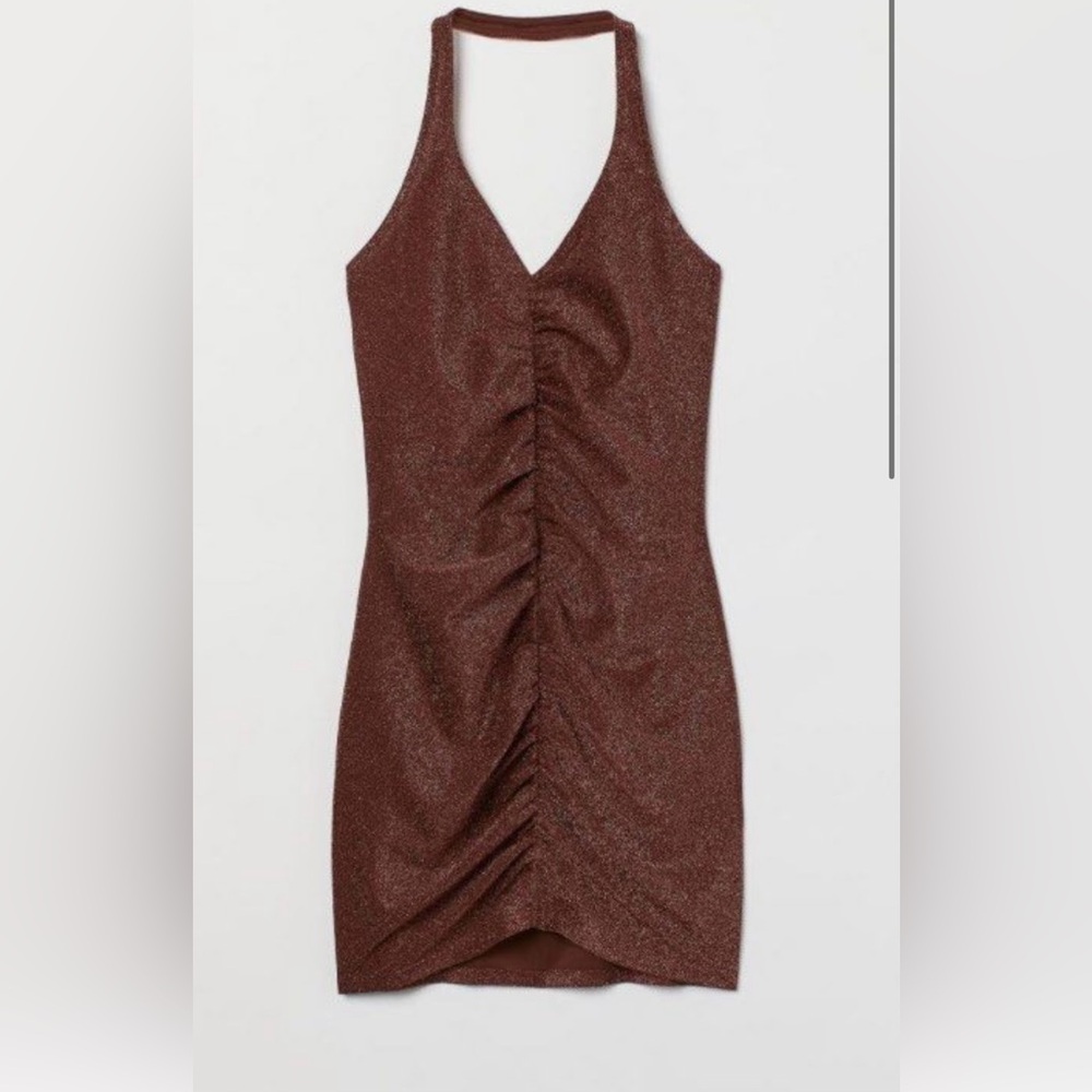 Brown sparkly halter dress, H&M size XL NWT